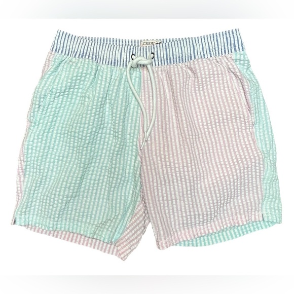 J. Crew Mens Seersucker 6” Swim Trunks Size S - Picture 1 of 4